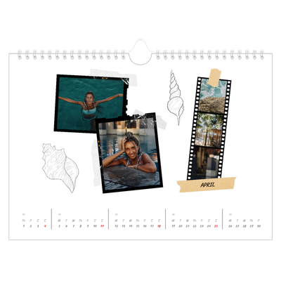 A4 Landscape Photo Calendar — Scrapbook flair [April]