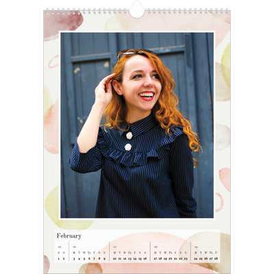 A3 photo calendars — Watercolour spots [February]