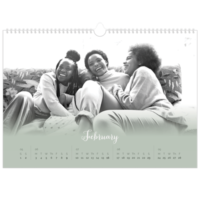 A3 Photo Calendar — Misty green [February]
