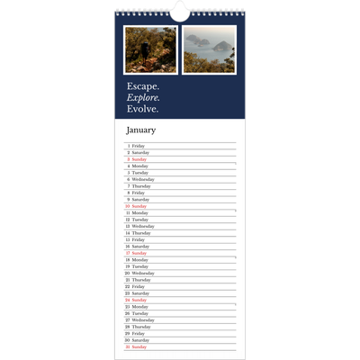 Slim Calendar  — Editorial Earth [January]