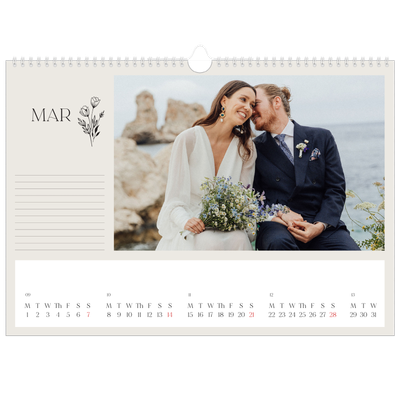 A3 Photo Calendar — Initials in bloom [March]