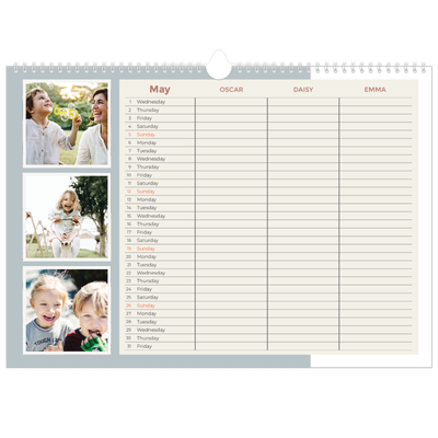 Family Planners A3 Landscape — Earthy frames Planner - Family of 3 [cover]