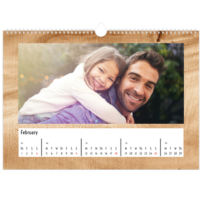 A3 Photo Calendar — Wood [February]