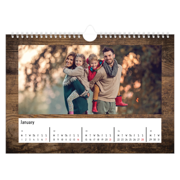 A4 Landscape Photo Calendar — Wood