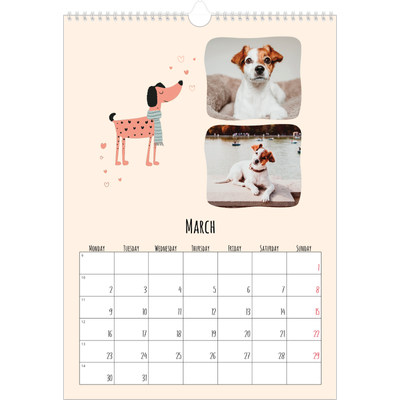 A3 photo calendars — Dog paws and doodles [March]