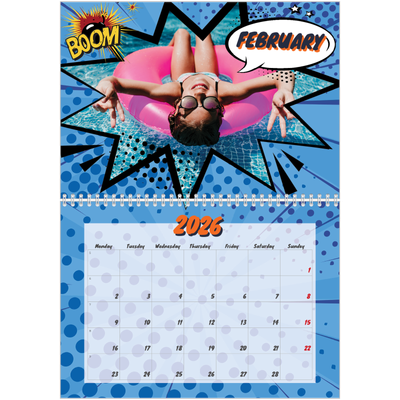 A4 Double Photo Calendar — Comic book [February]