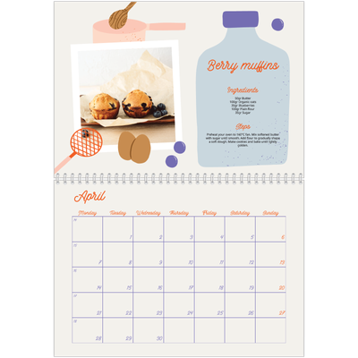 A4 Double Photo Calendar — Year in recipes [April]