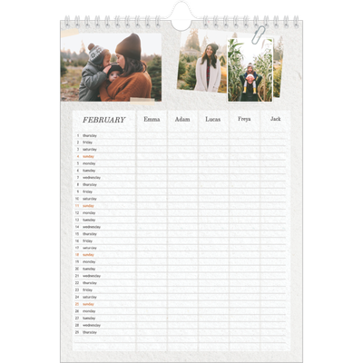 A4 Family Planner — Crafted Planner - Family of 5 [February]