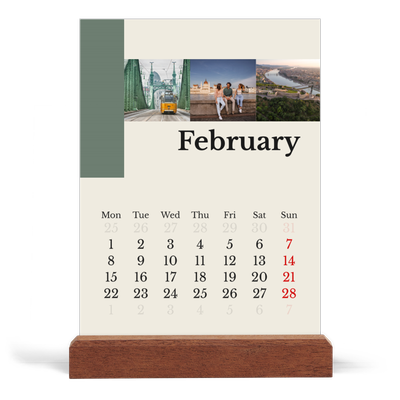 Easel Desk Calendar Portrait  — Sights of the world [February]