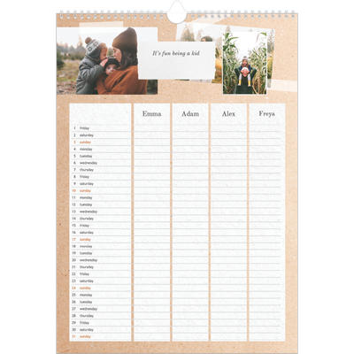 A3 Family Planner — Crafted Planner - Family of 4 [March]
