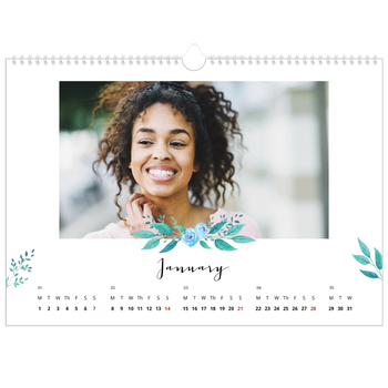 A3 Landscape Photo Calendar — Flower illustrations