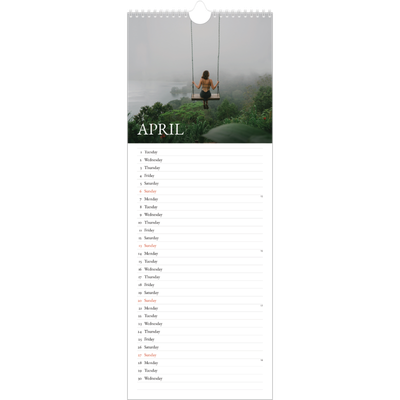 Slim Calendar  — Simple serif [April]