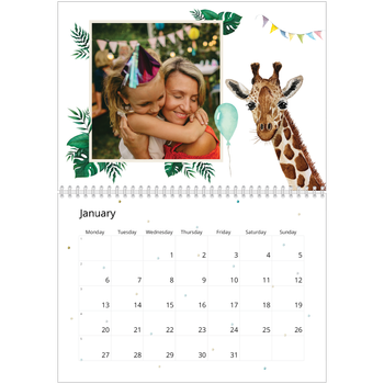 A4 Double Photo Calendar — Watercolour animals