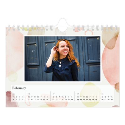 A5 Landscape Photo Calendar — Watercolour spots [February]