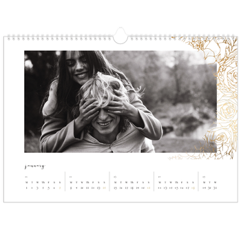 A3 Landscape Photo Calendar — Gold flower line drawings