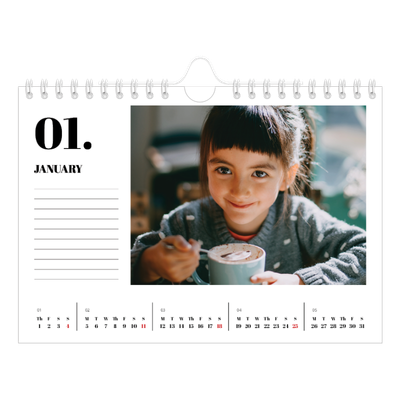 A5 Landscape Photo Calendar — Serif and moments [January]
