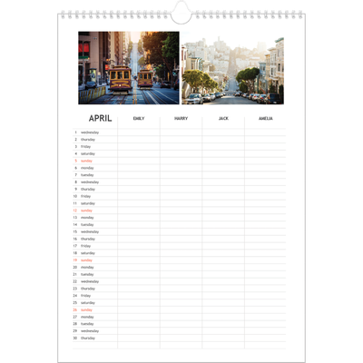 A3 Family Planner — Simple Planner - Family of 4 [April]