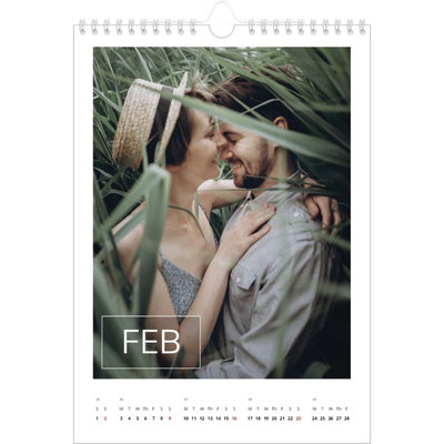 A4 Photo Calendar — Date box overlay [February]