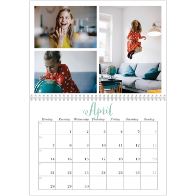 A4 Double Photo Calendar — Hello world [April]