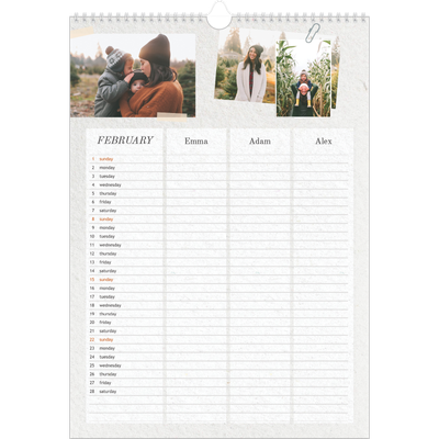 A3 Family Planner — Crafted Planner - Family of 3 [February]