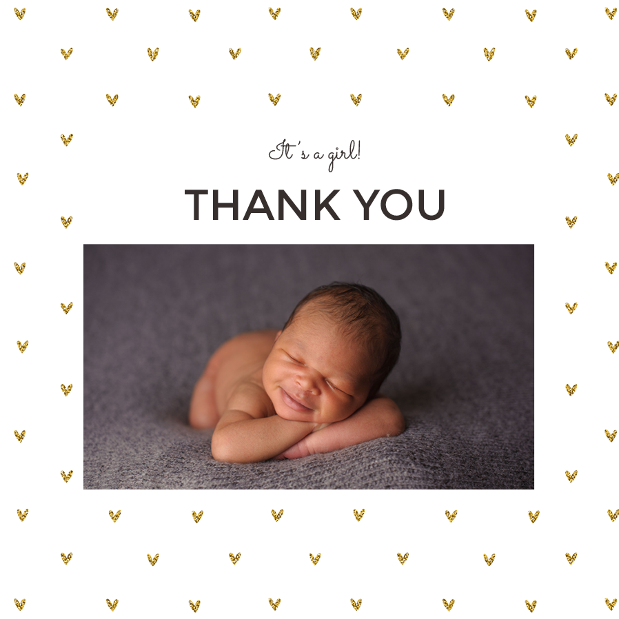 Thank you cards — Gold hearts