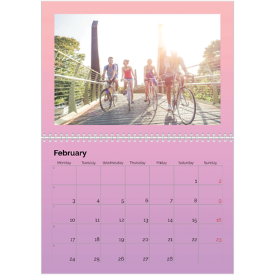 A4 Double Photo Calendar — Playful Pastel [February]