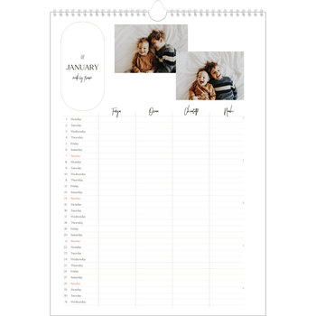 A3 Photo Calendar — Making plans Planner - Family of 4