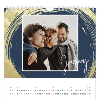 Square Photo Calendar — Gold brush backgrounds
