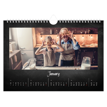 A4 Landscape Photo Calendar — Chalkboard style
