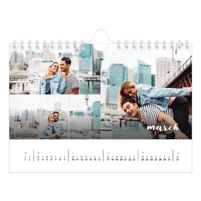 A5 Landscape Photo Calendar — Simple script [March]