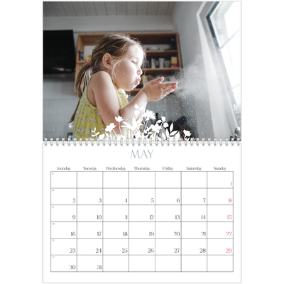 A4 Double Photo Calendar — Flower motif [cover]