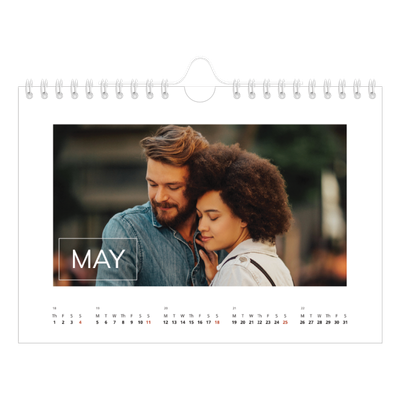 A5 Landscape Photo Calendar — Date box overlay [May]