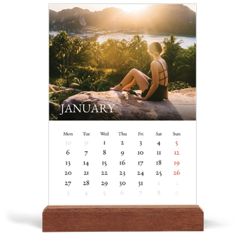 Easel Desk Calendar Portrait — Simple serif