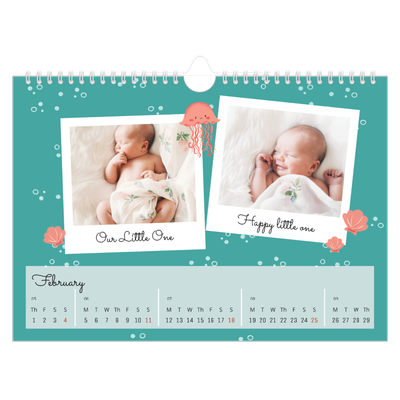 A4 Landscape Photo Calendar — Cute animals [February]