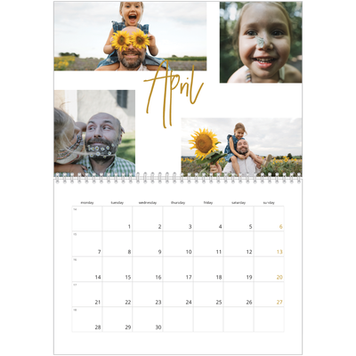 A4 Double Photo Calendar — Gold marker pen [April]
