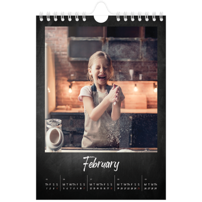 A5 Photo Calendar — Chalkboard style [February]