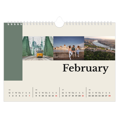 A4 Landscape Photo Calendar — Sights of the world [February]