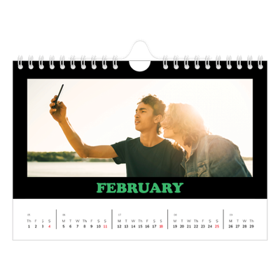 A5 Landscape Photo Calendar — Fun type [February]
