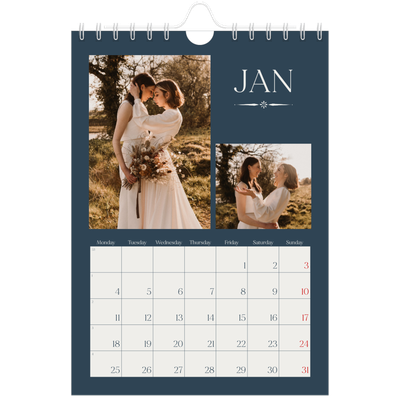A5 Photo Calendar — Slate and serifs [January]