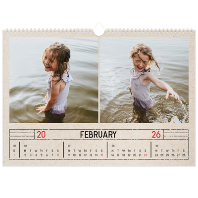 A3 Photo Calendar — Craft stamp effect [February]