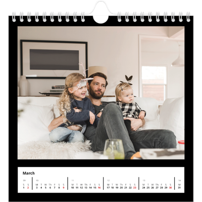 Square calendars  — Black margin [March]