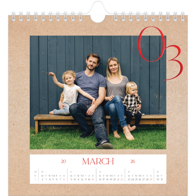 Square calendars  — Pops of red [March]