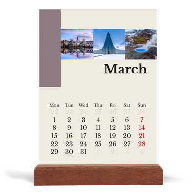 Easel Desk Calendar Portrait  — Sights of the world [March]