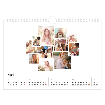 A4 Landscape Photo Calendar — Collage shapes [April]