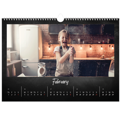 A3 Photo Calendar — Chalkboard style [February]