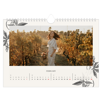 A4 Landscape Photo Calendar — Ink & ivy [February]