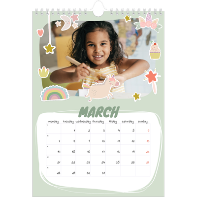 A4 Photo Calendar — Rainbow unicorn [March]