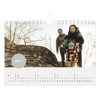 A5 Landscape Photo Calendar — Photo sticker [March]