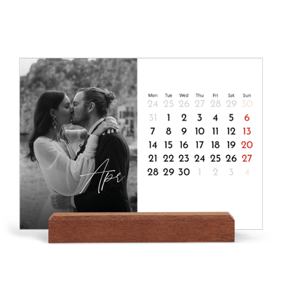 Easel Desk Calendar Landscape  — Elegant script [April]