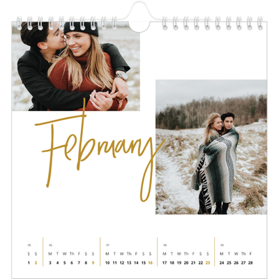 Square calendars  — Gold marker pen [February]